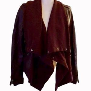 Maroon/Brown Bomber Jacket with Cardigan Front